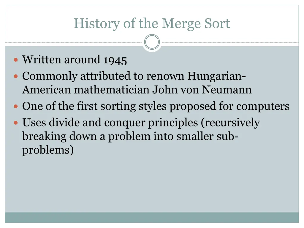 history of the merge sort