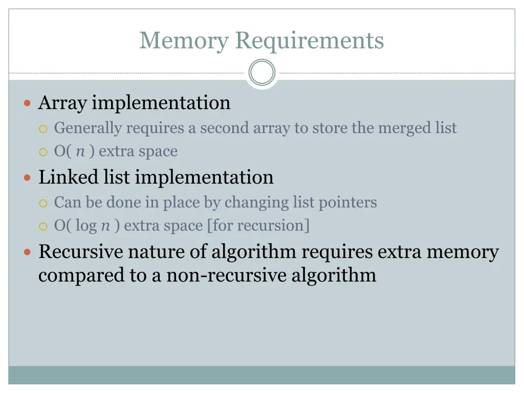 memory requirements