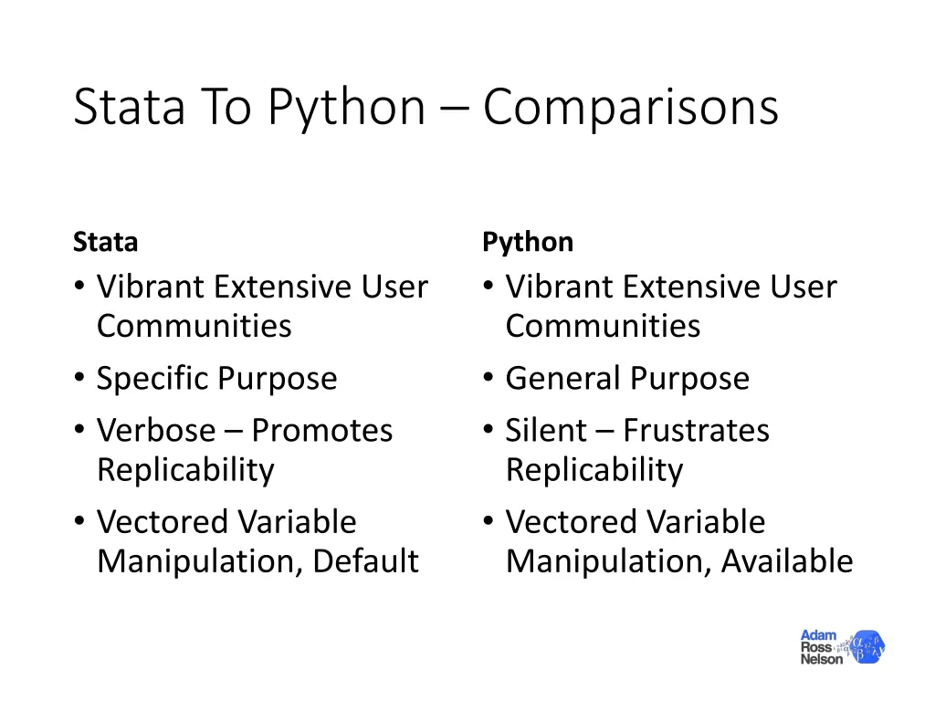 stata to python comparisons