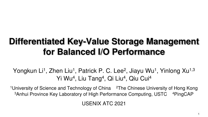 differentiated key value storage management