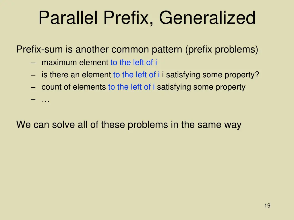 parallel prefix generalized