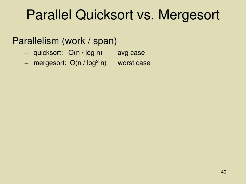 parallel quicksort vs mergesort