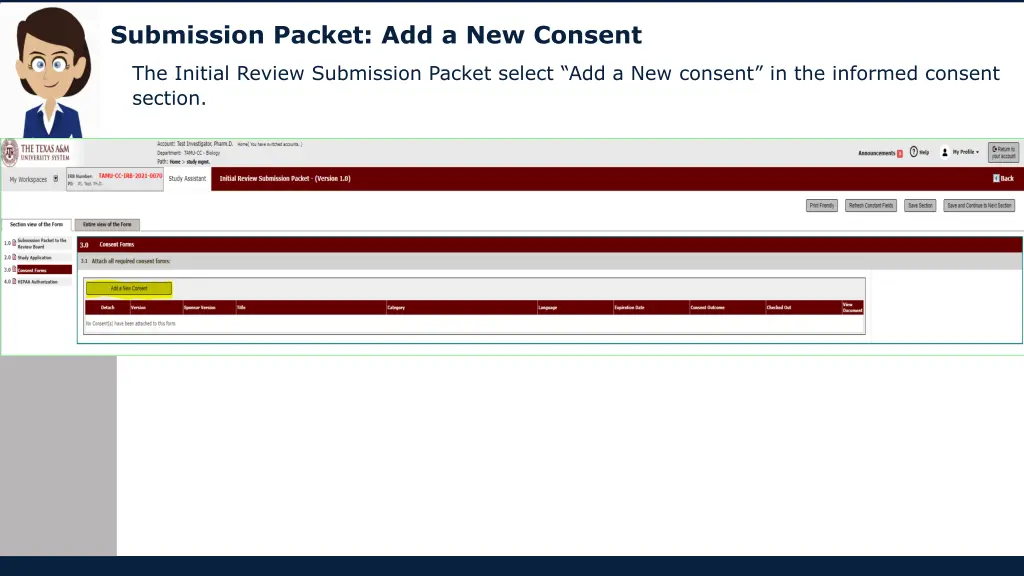 submission packet add a new consent