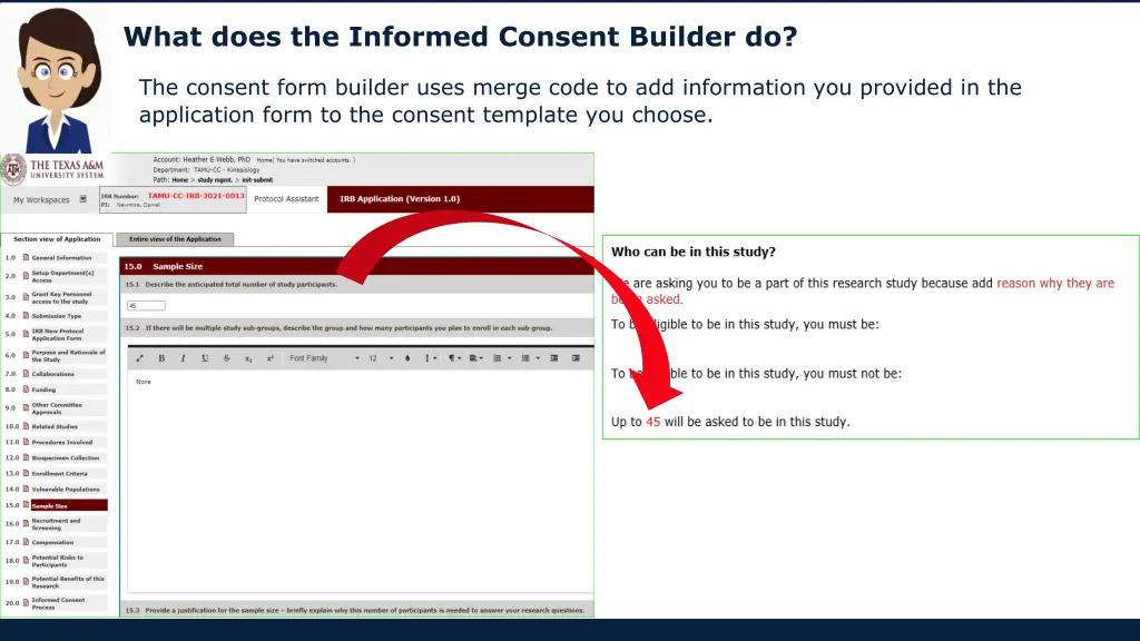 what does the informed consent builder do