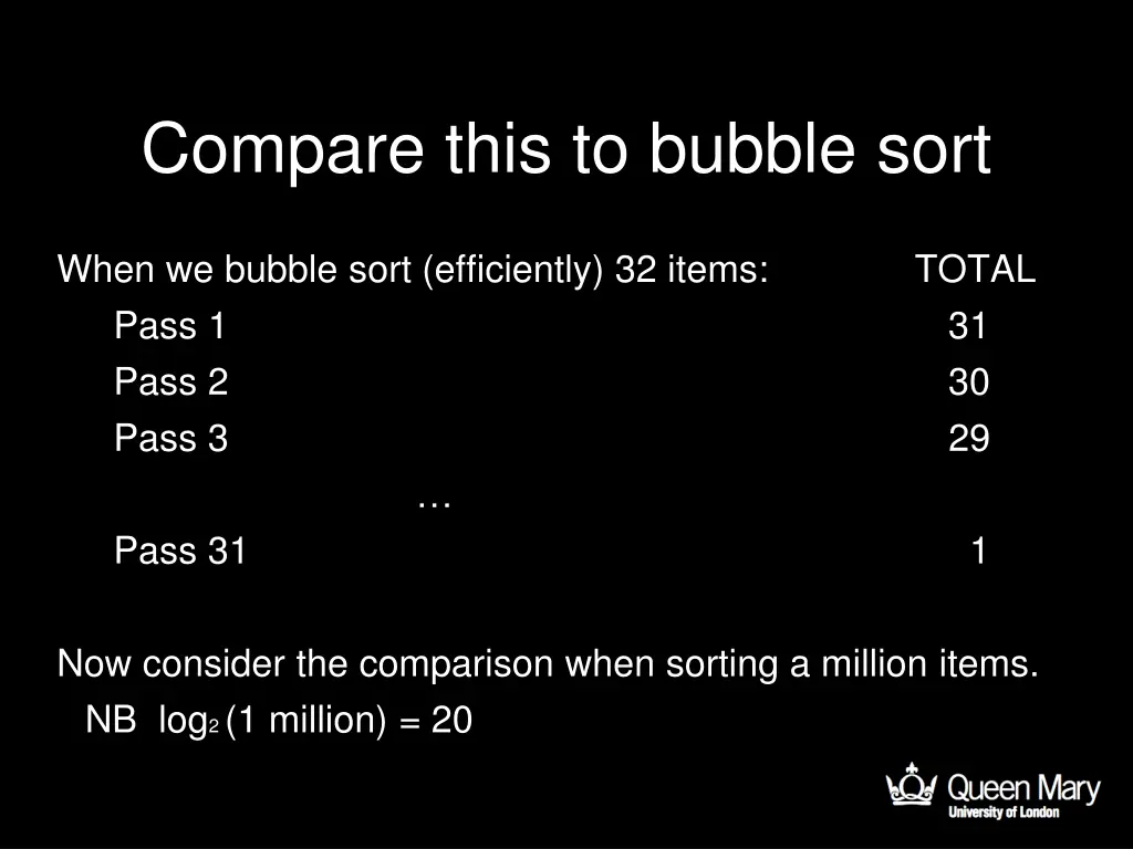 compare this to bubble sort