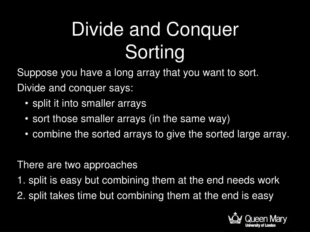 divide and conquer sorting suppose you have