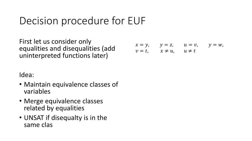 decision procedure for euf 1