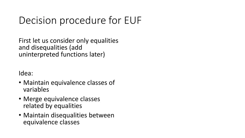 decision procedure for euf