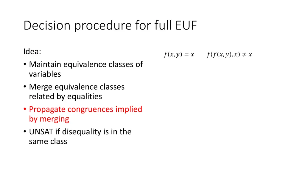 decision procedure for full euf