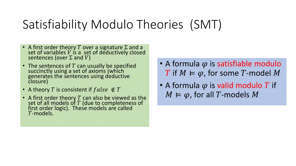 satisfiability modulo theories smt