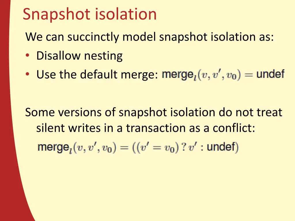 snapshot isolation