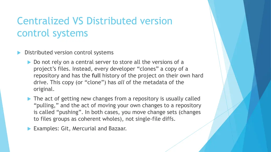 centralized vs distributed version control systems 1