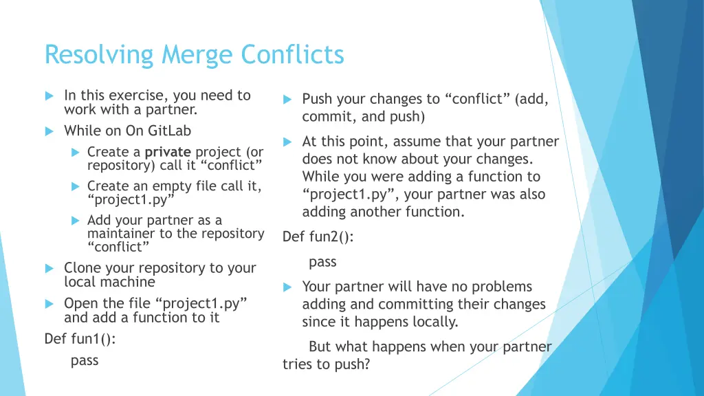 resolving merge conflicts