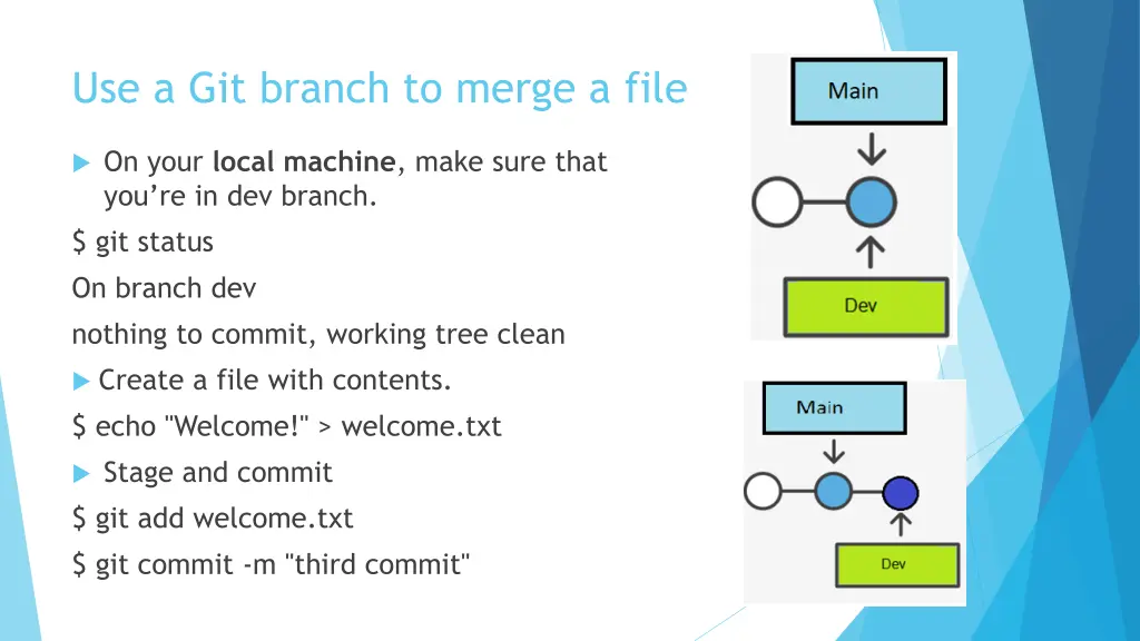 use a git branch to merge a file 2