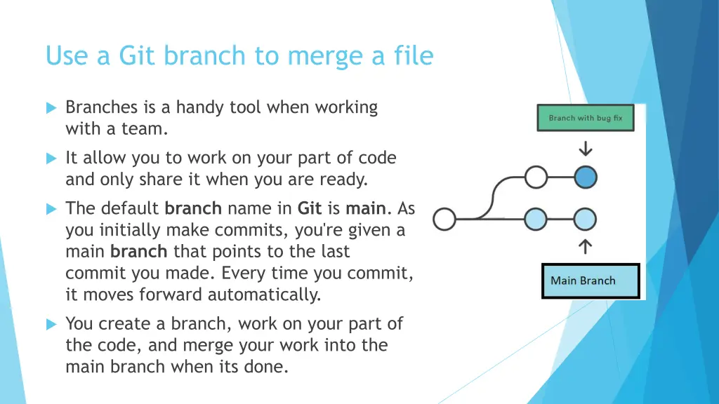 use a git branch to merge a file