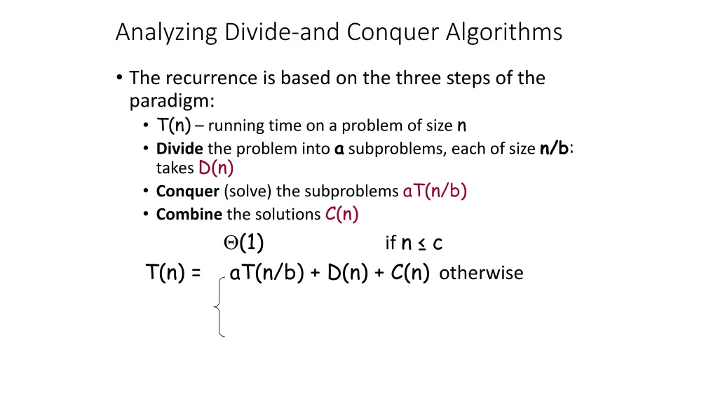 analyzing divide and conquer algorithms