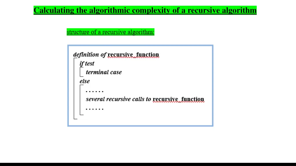 calculating the algorithmic complexity