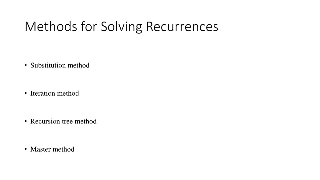 methods for solving recurrences