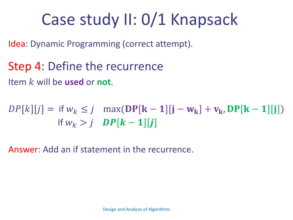 case study ii 0 1 knapsack 8