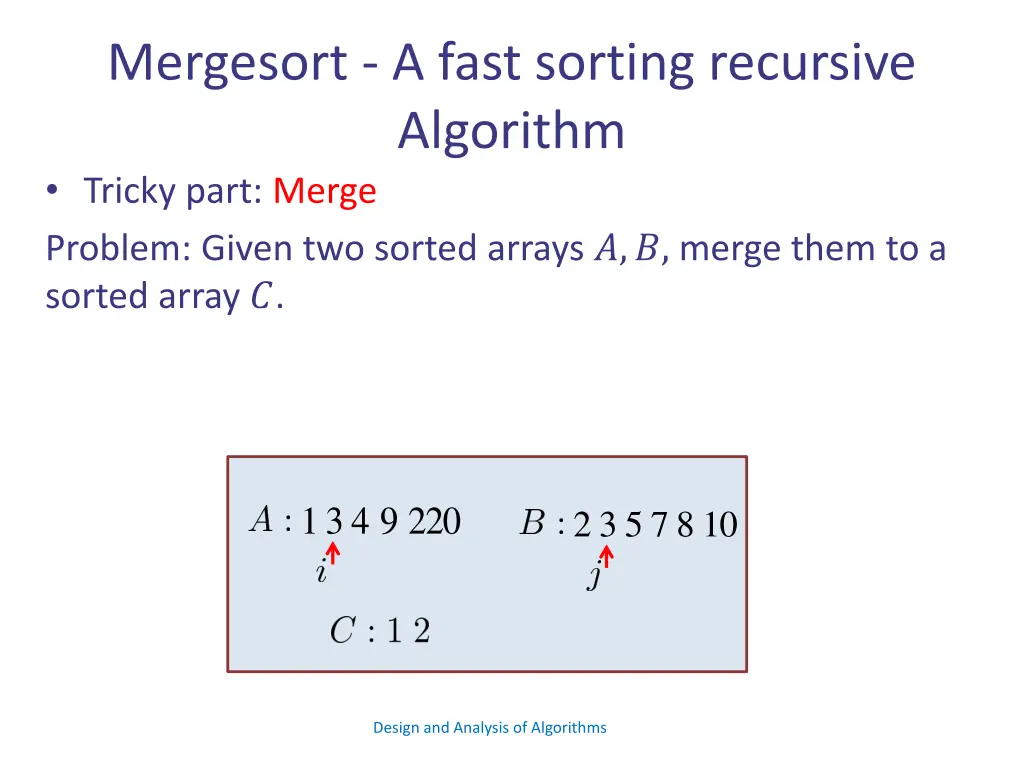 mergesort a fast sorting recursive algorithm 7