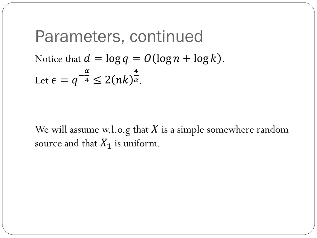 parameters continued