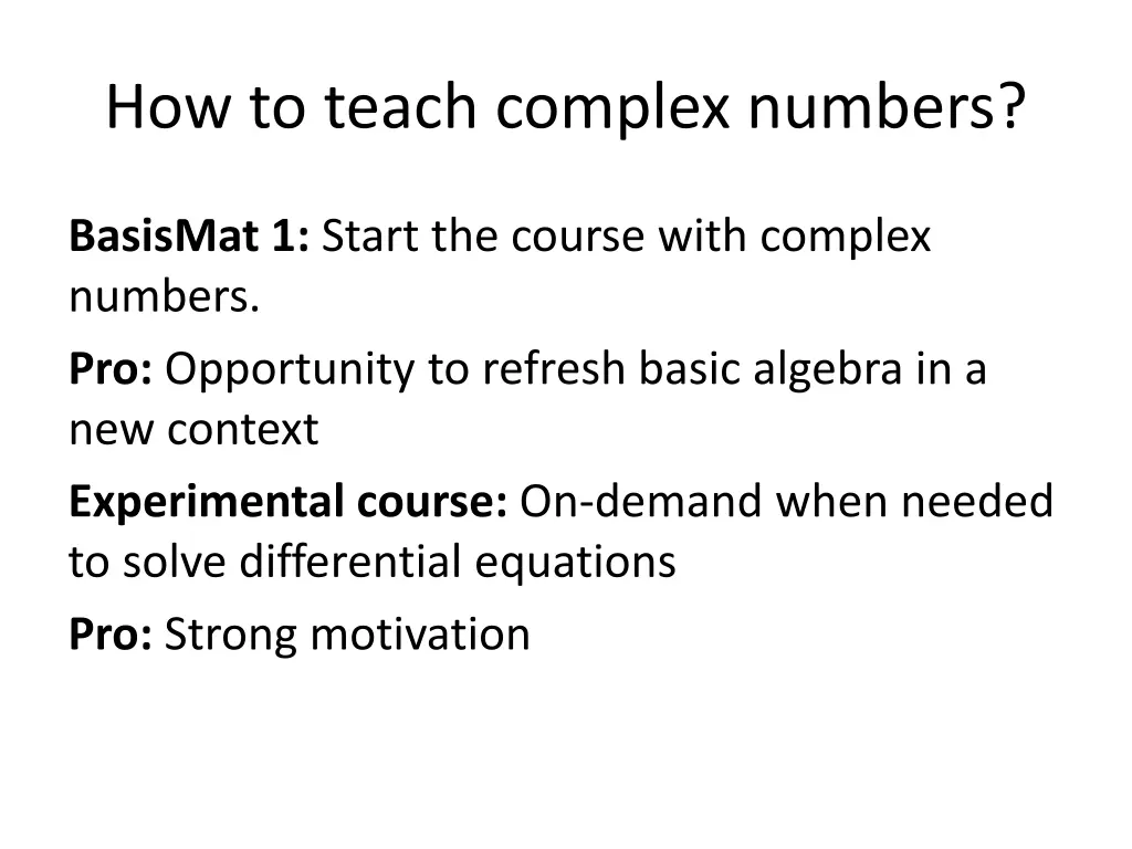 how to teach complex numbers