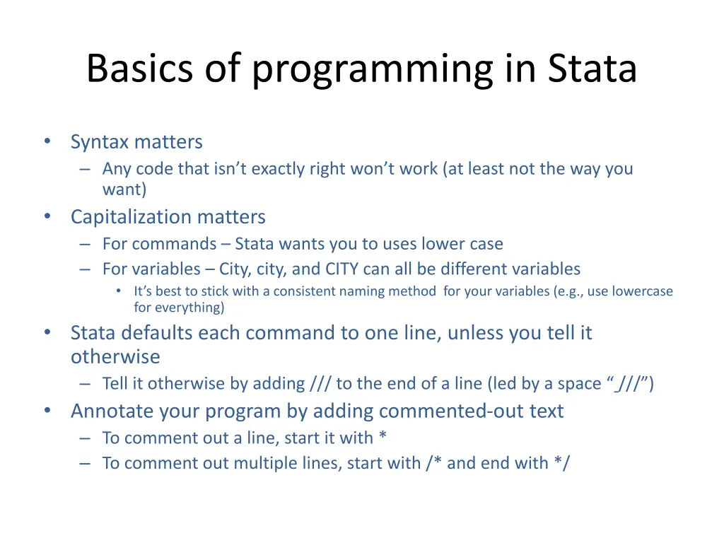 basics of programming in stata