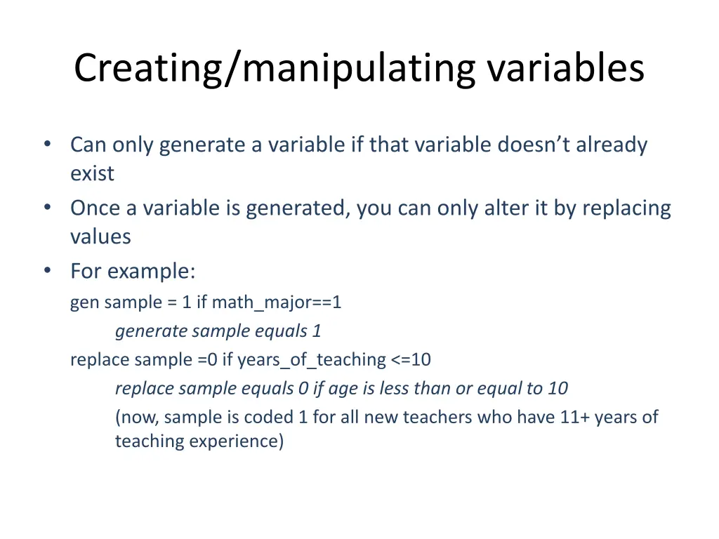 creating manipulating variables 1