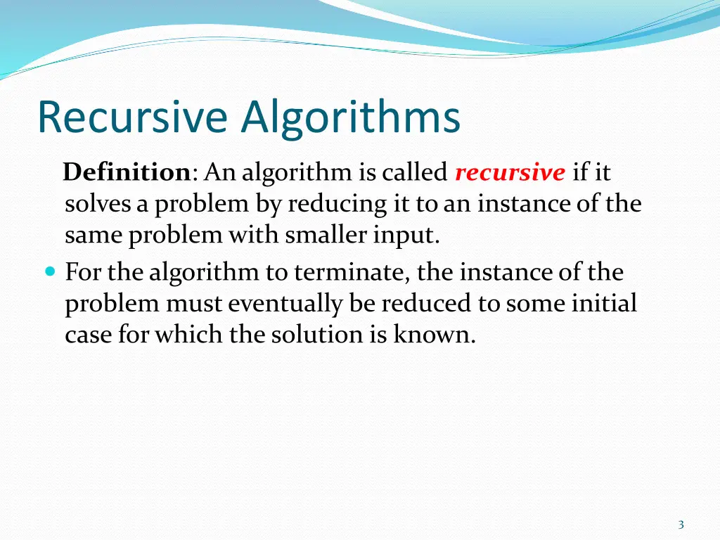 recursive algorithms