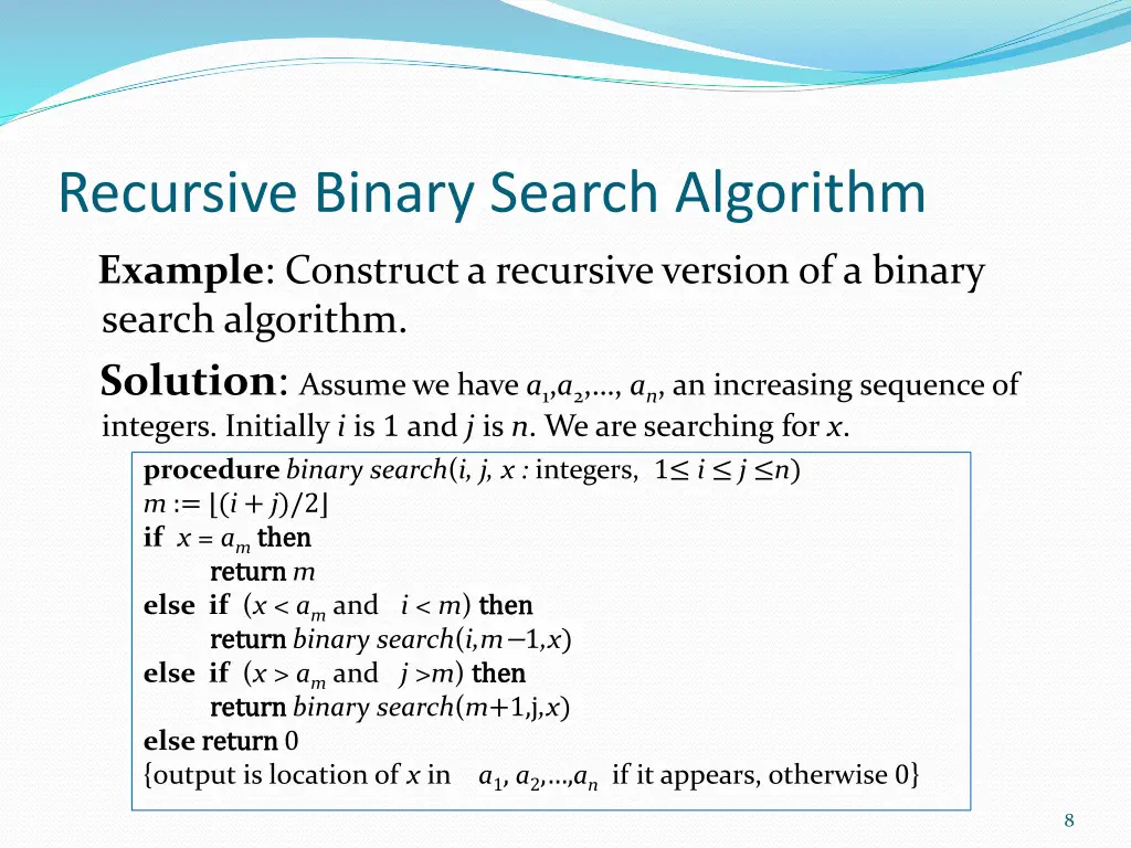 recursive binary search algorithm