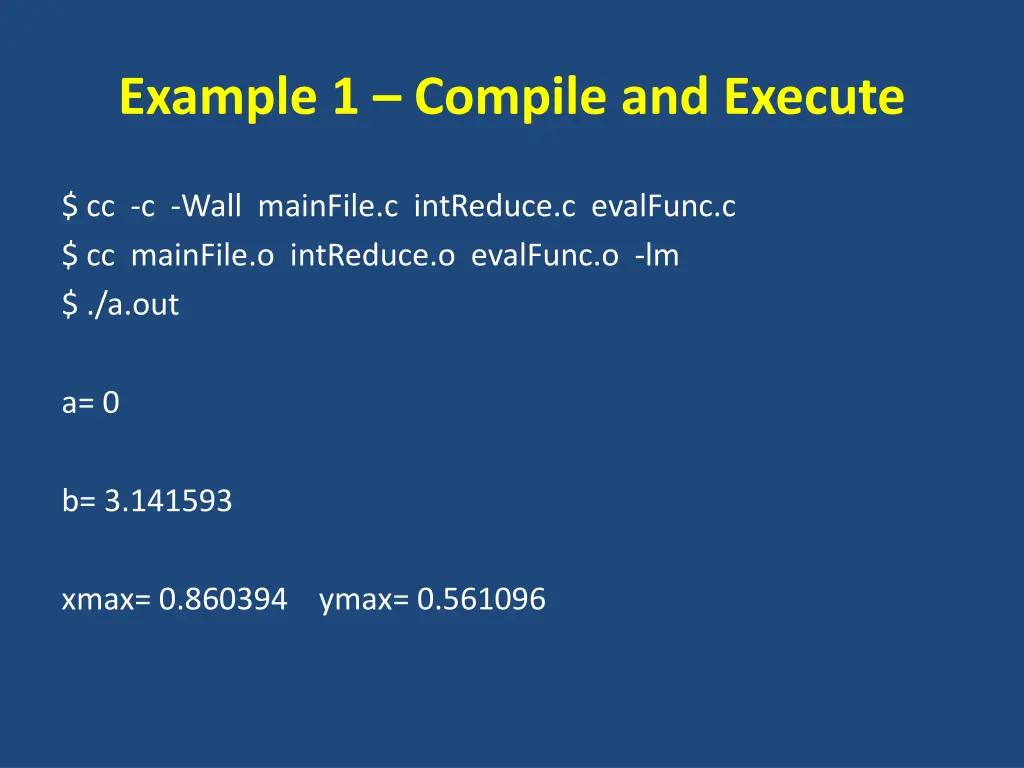 example 1 compile and execute