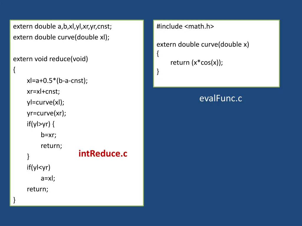 extern double a b xl yl xr yr cnst extern double