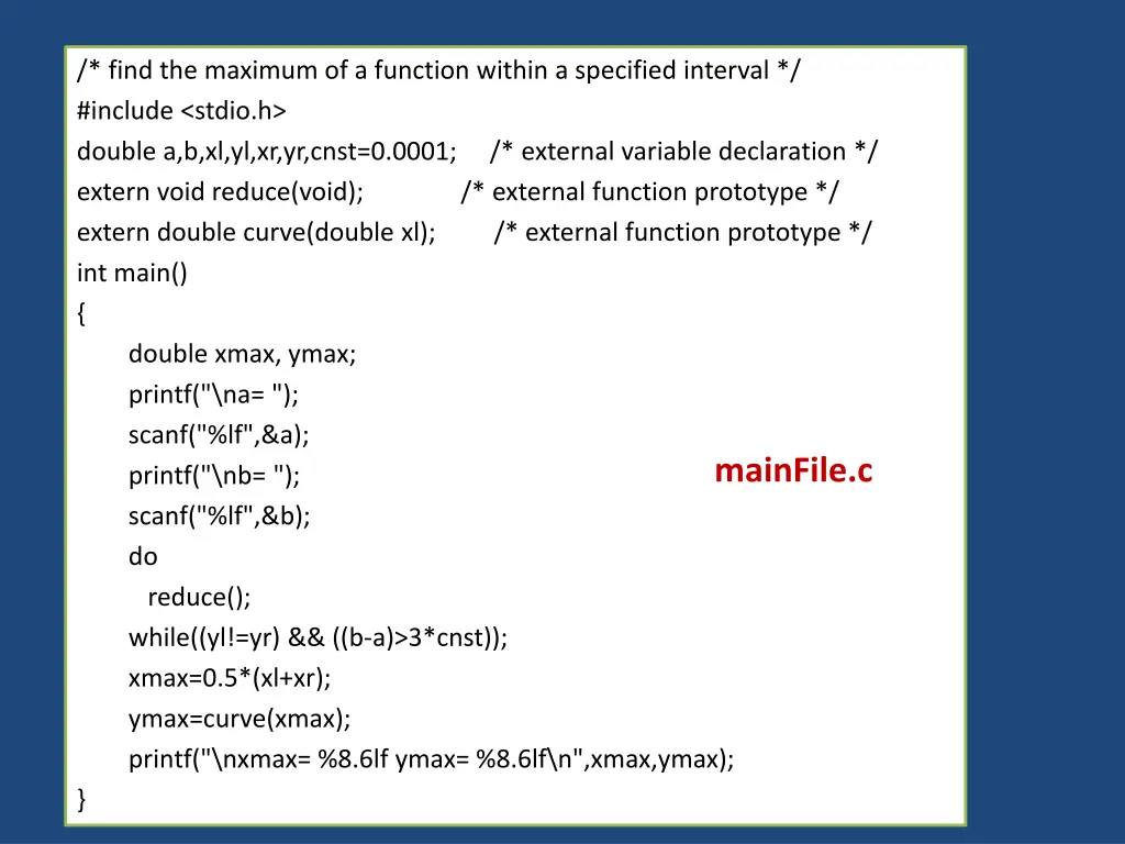 find the maximum of a function within a specified