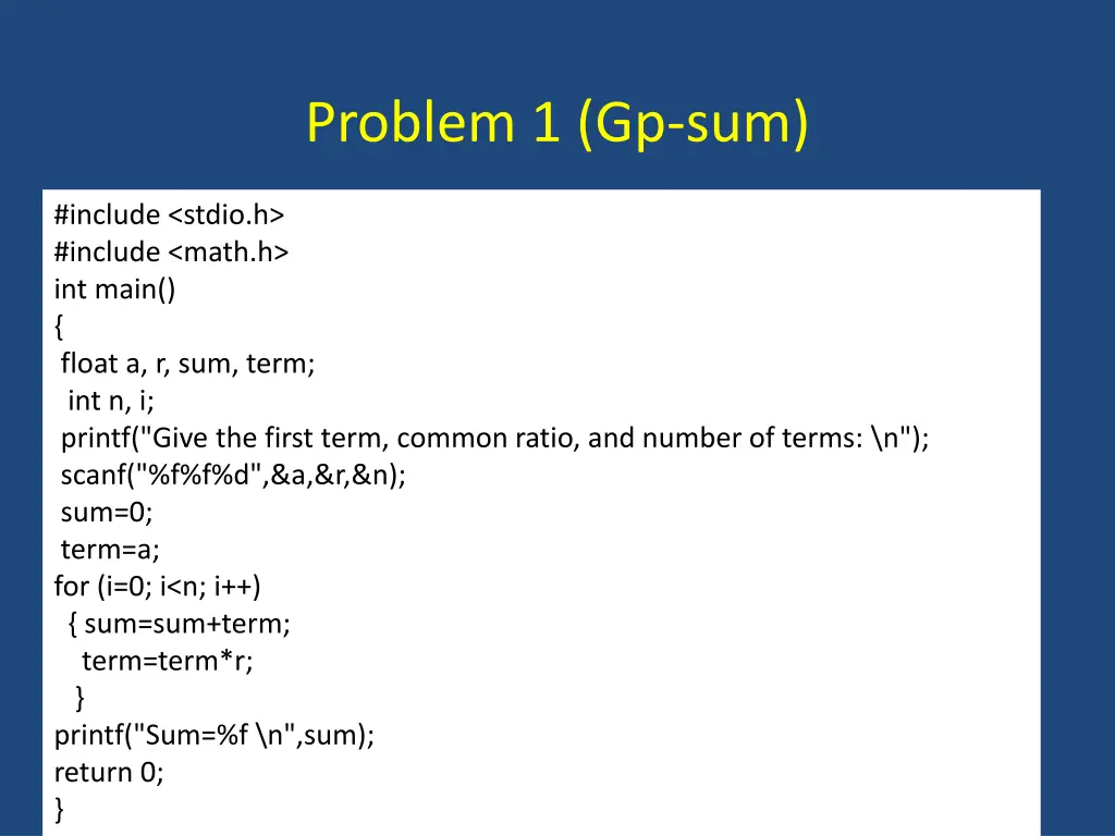 problem 1 gp sum