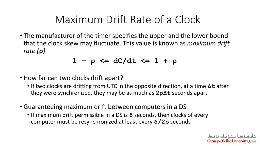 maximum drift rate of a clock