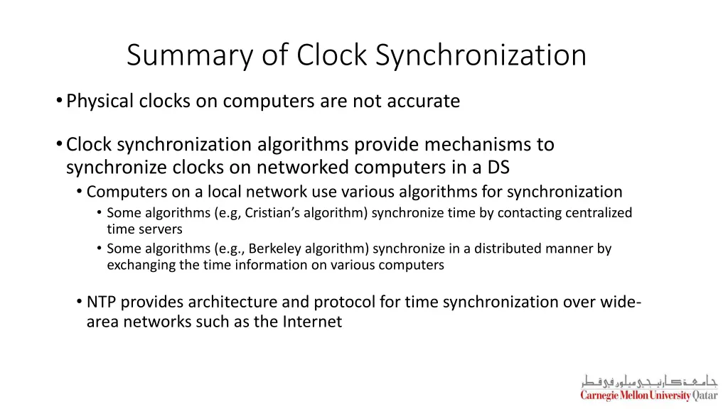 summary of clock synchronization