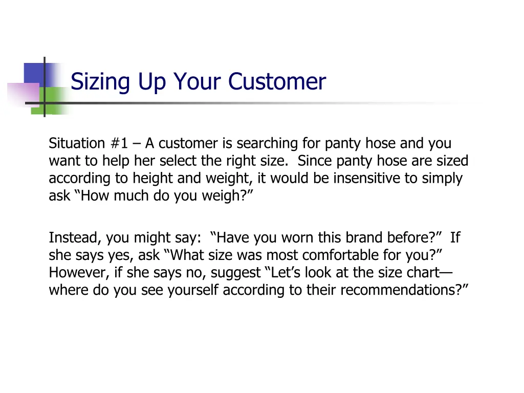 sizing up your customer 1