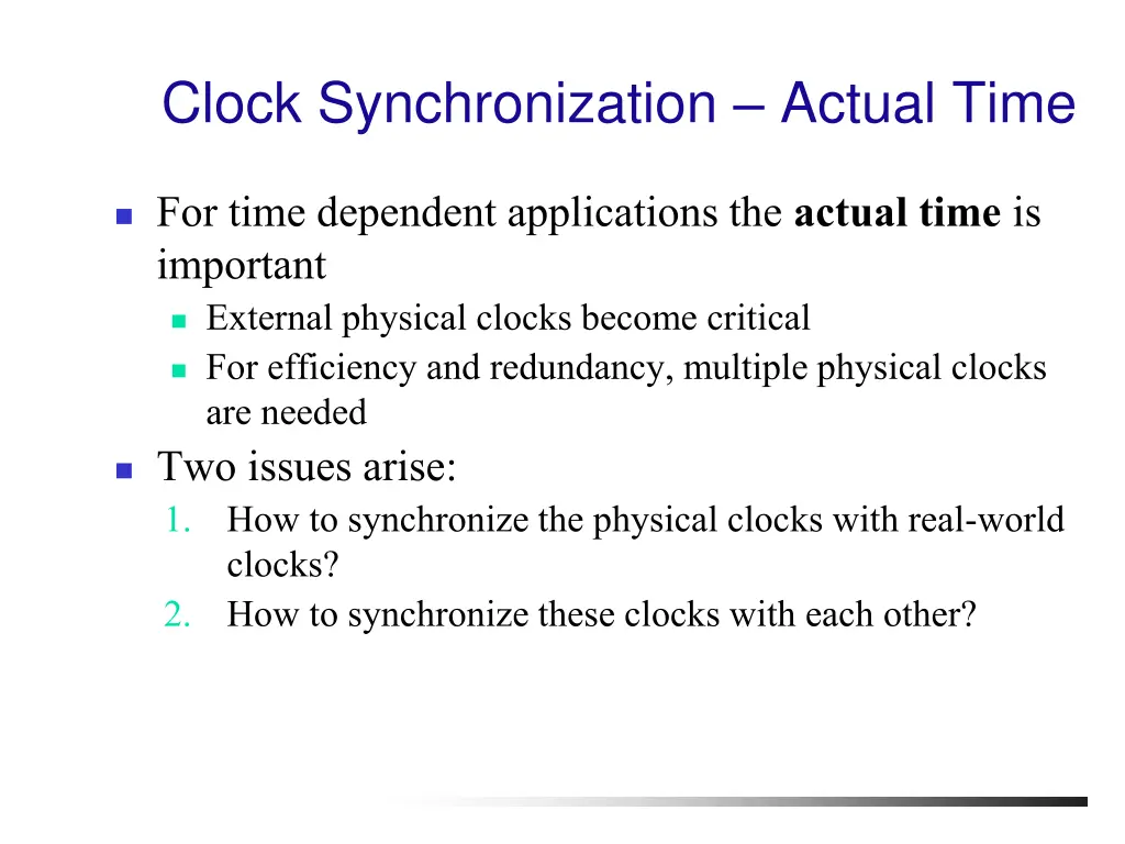 clock synchronization actual time