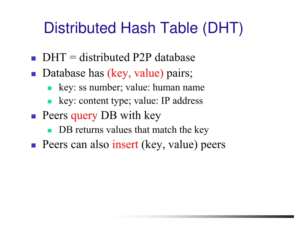 distributed hash table dht