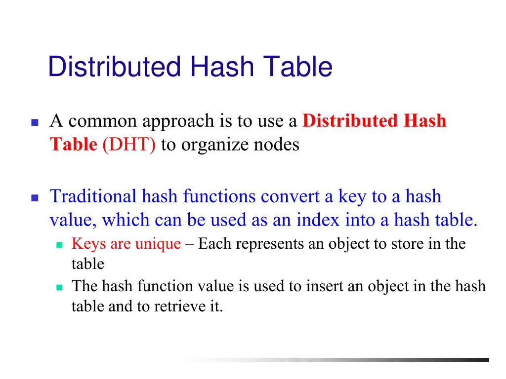 distributed hash table