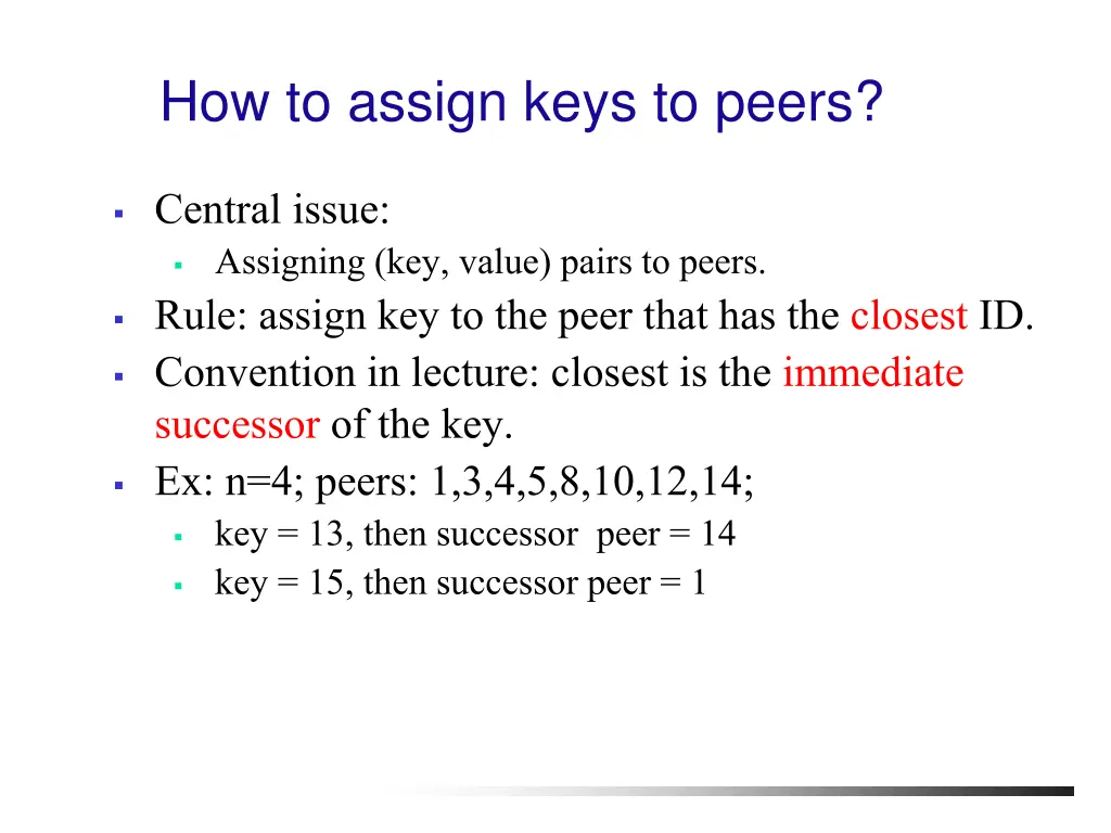 how to assign keys to peers