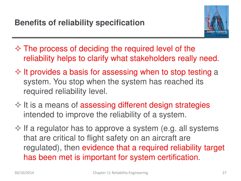 benefits of reliability specification