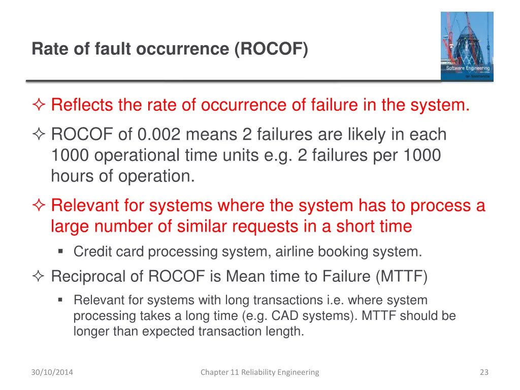 rate of fault occurrence rocof