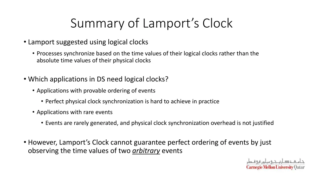 summary of lamport s clock