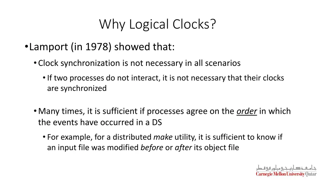 why logical clocks