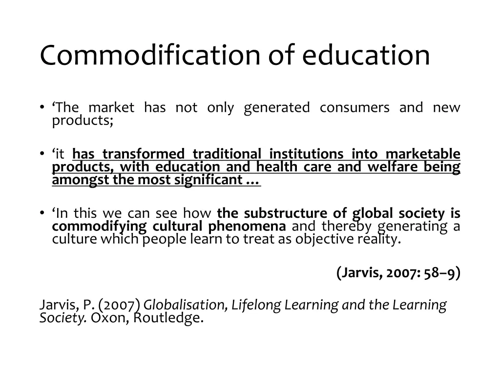 commodification of education