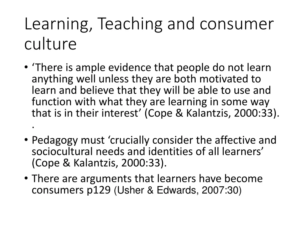 learning teaching and consumer culture