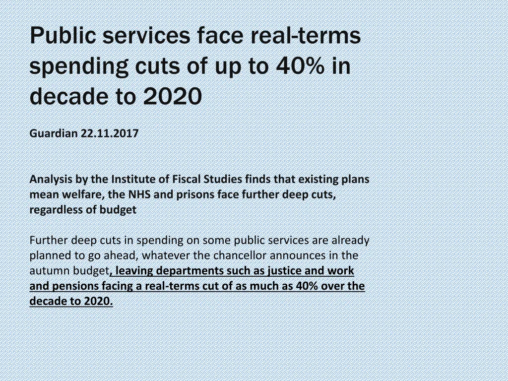 public services face real terms spending cuts