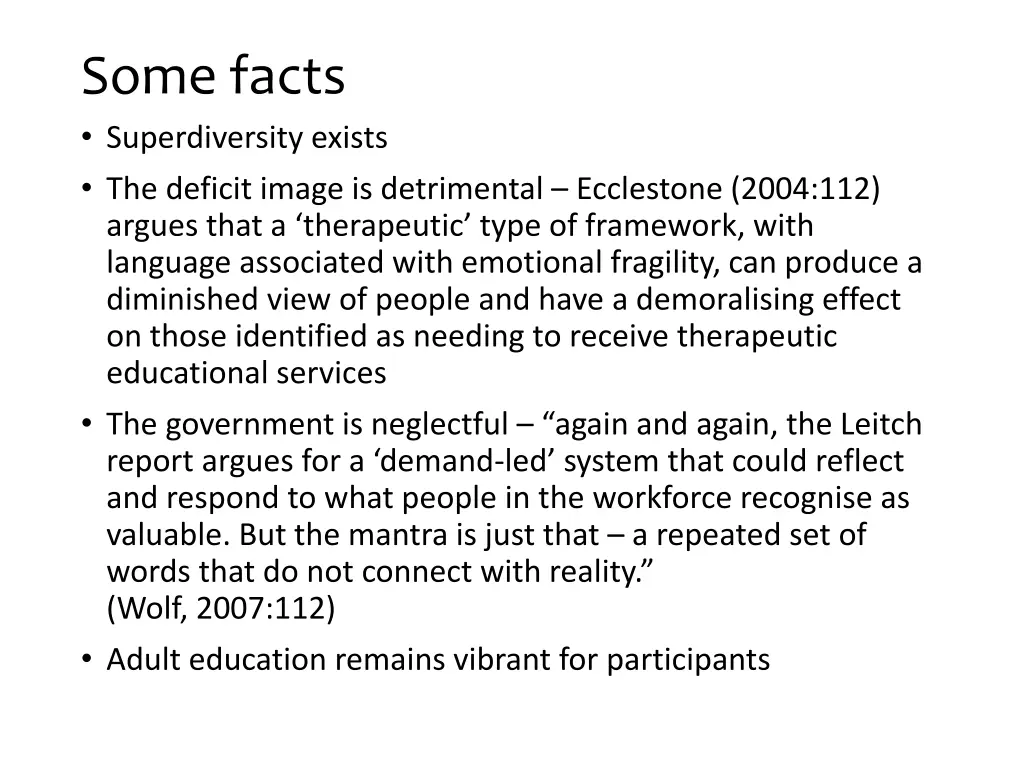 some facts superdiversity exists the deficit