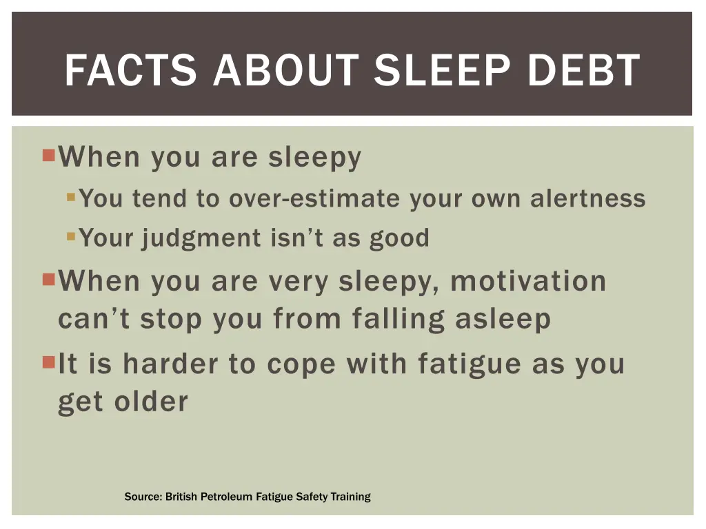 facts about sleep debt